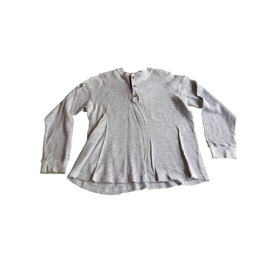 Vintage‎ Jordache Waffle Knit Henley Shirt Gray Men's Medium